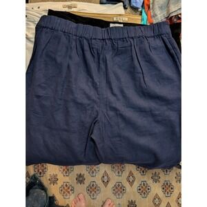 Naturals D&Co Women's Shorts Dress Size L Navy Linen Flax‎ Viscose